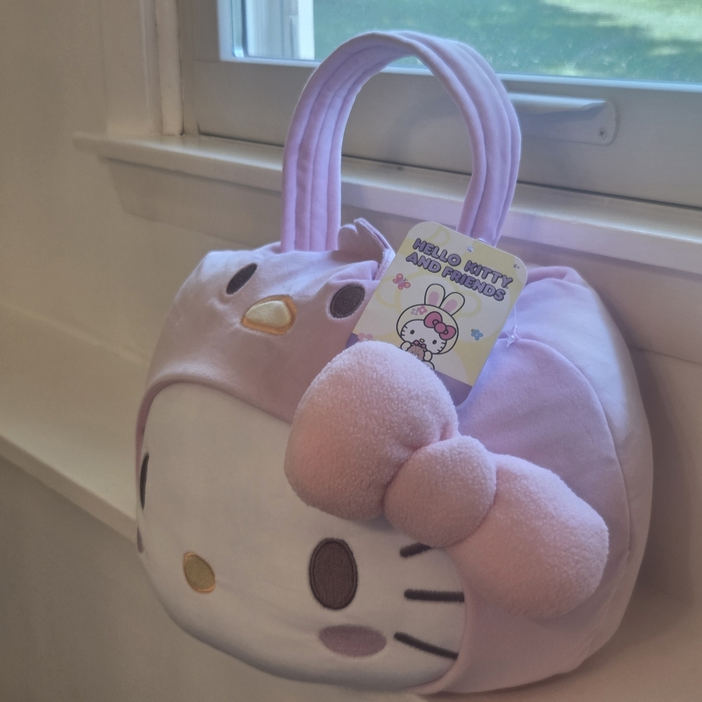 Hello Kitty Plush Basket By Sanrio- Pink and White - Great For EASTER! - Picture 2 of 4